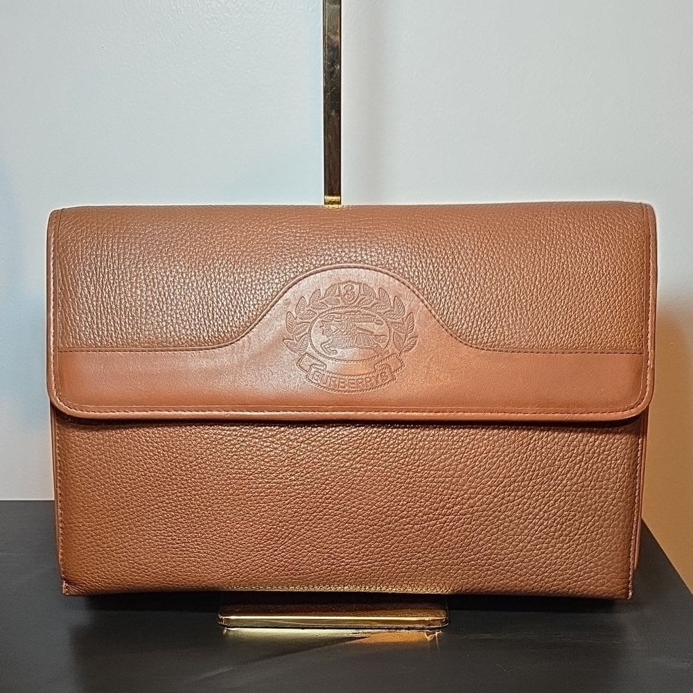 BURBERRYS VINTAGE Chestnut Brown Leather Clutch Bag